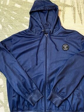 Da Hui Men’s Lightweight Hooded Zip Up Jacket in Navy size L